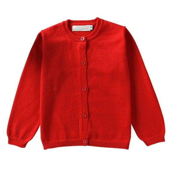 Girls' Knitted Cardigan Long-Sleeved Round Neck Spring Thin Sweater Newborn Baby Girl Cotton Heart-Shaped Sweater Coat