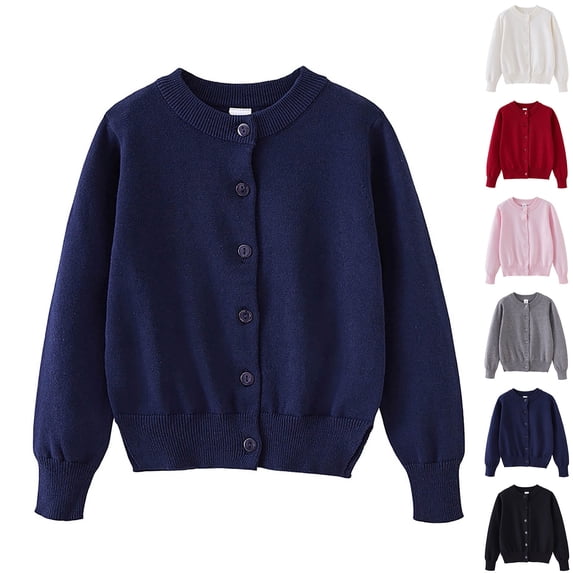 Girls Knitted Cardigan Sweater Soft Cozy Long Sleeve Button Front Pullover Tops (Blue 11-12)