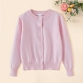 thumbnail image 1 of Girls Knitted Cardigan Sweater Soft Cozy Long Sleeve Button Front Pullover Tops (Pink 13-14 Years), 1 of 6