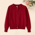 thumbnail image 1 of Girls Knitted Cardigan Sweater Soft Cozy Long Sleeve Button Front Pullover Tops (Red 11-12 Years), 1 of 3