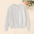 thumbnail image 1 of Girls Knitted Cardigan Sweater Soft Cozy Long Sleeve Button Front Pullover Tops (White 3-4 Years), 1 of 6