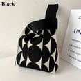 thumbnail image 1 of Girls Knot Reusable Shopping Bags Knit Handbag Tote Bag Wrist Bag BLACK, 1 of 8