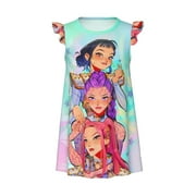 CPFUYMI Girls Kpo-p Demon Hun-ter Nightgown for Girls Flutter Sleeve Pajamas Comfortable Sleepwear Dressing Gowns