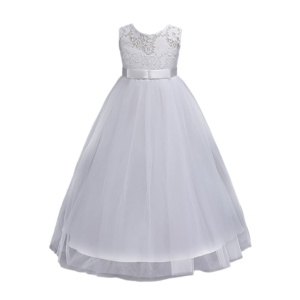 MYRISAM Girls Bridesmaid Wedding Dress - Sleeveless Bowknot A-Line Tulle Gown