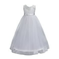 thumbnail image 1 of Girls Lace Bridesmaid Dress Long A Line Sleeveless Wedding Pageant Dresses Bowknot Tulle Party Gown,3-14T, 1 of 5