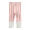 thumbnail image 1 of Girls Lace Capris Leggings Modal Soft Ribbed Capri Legging Mid Rise Pull On Stretchy Pants 11 Years, Pink, 1 of 3