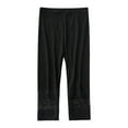 thumbnail image 1 of Girls Lace Capris Leggings Modal Soft Ribbed Capri Legging Mid Rise Pull On Stretchy Pants 3 Years, Black, 1 of 3