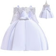 thumbnail image 1 of Girls Lace Dress Off Shoulder Flower Girls Princess Dress for Wedding Birthday Party, 1 of 7
