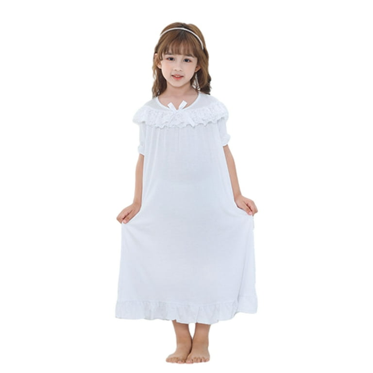 Toddler Nightgown Girls Lace Nightgowns, Soft Cotton Pajamas Dress