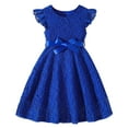 thumbnail image 1 of Girls Lace Princess Dress Birthday Wedding Graduation Formal Party Gown with Bowknot Ribbon Belt 3-10 Years (3 Years, Blue), 1 of 8