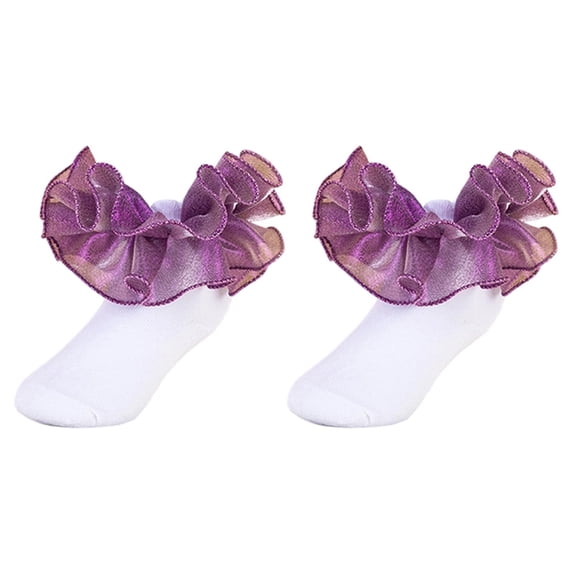 Girls Lace Ruffle Dress Socks Cute Princess Socks Stretch Soft Socks for School Party Holiday 6M-10Y