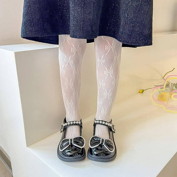 Girls Lace Stockings Kids Sheer Tights Fishnet Hollow Dance Patterned Pantyhose