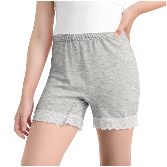 Girls Lace Trim Under Shorts Elastic High Waist Seamless Anti Chafing Underwear Smooth Boyshorts Slip Shorts for Dresses