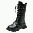 thumbnail image 1 of Girls Lace Up Knee High Boots Riding Flat Low Heels Winter Combat Boots for Toddler/Little Kid/Big Kid, 1 of 7