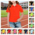thumbnail image 1 of Girls Lapel Polo Shirts Short Sleeve Quick Dry School Uniform Golf Shirts Back To School Stylish Casual Regular Fit Button Top Orange 6-7 Years, 1 of 8