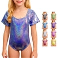 thumbnail image 1 of Girls Latin Dance Gymnastics Leotard Shiny Rhinestone Short Sleeve Unitard Performance Training for Competition Stage Shows 1 Year Baby Girl Clothes 180, 1 of 4