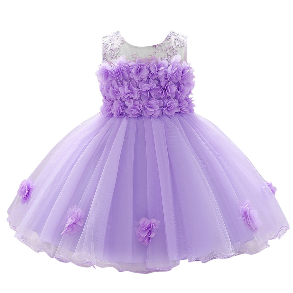 Girls Lavender Dresses Floral Baby Girls Princess Bridesmaid Pageant