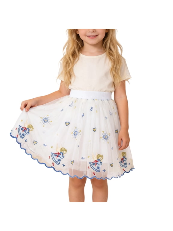 Girls Layered Rainbow Tutu Skirt Kids Dance Party Embroider Skirt Ballet Skirts Skirts for Little Girls 4-5 Years