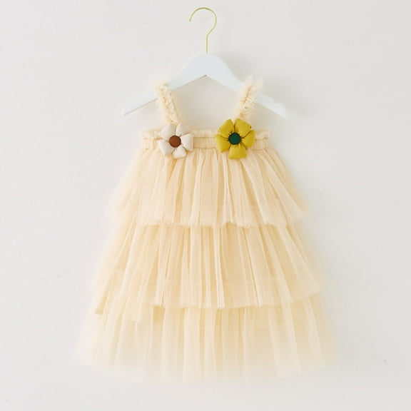 Girls Layered Tulle Dress A-Line Beige Dress Sleeveless Princess Butterfly Wings Kids Tutu for Toddler Girls Mardi Gras Outfits 4T