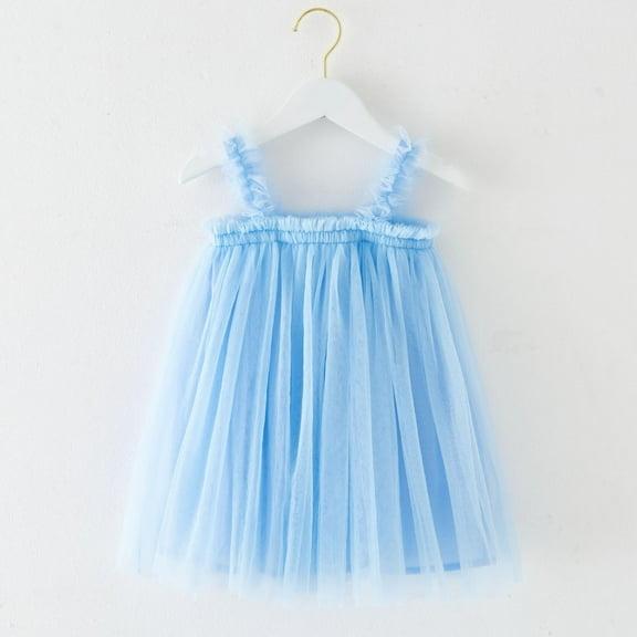 Girls Layered Tulle Dress A-Line Blue Dress for Girls Sleeveless Princess Butterfly for Girls Wedding Dress Girl Dresses Size 12-18M