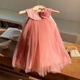 thumbnail image 1 of Girls Layered Tulle Dress A-Line Girls Pink Dress Sleeveless Tutu Dress with Back Butterfly Baby Girl Dresses Mardi Gras Gowns 5-6 Years, 1 of 4