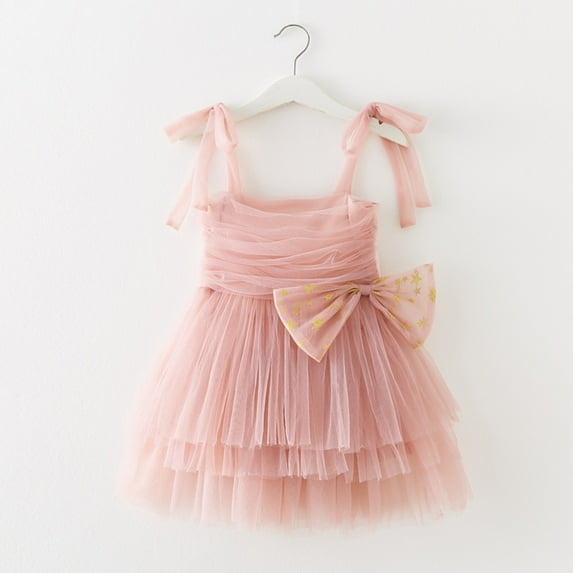 Girls Layered Tulle Dress A-Line Pink Dress Sleeveless Butterfly Dress for Girls Princess Dress Mardi Gras Tutu for Girls 2T