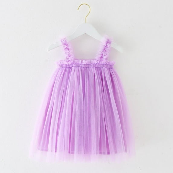 Girls Layered Tulle Dress A-Line Purple Dress for Girls Sleeveless Princess Floral Butterfly Tutu Dress Girls Flower Girl Dress Easter Dresses for Girls 12-18M