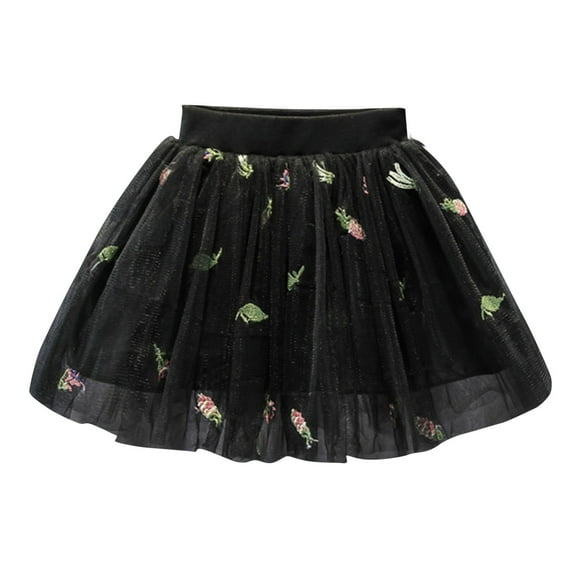 Girls Layered Tutus, Kids Dance Skirts Tiered Princess Skirt Fashion Embroider Short Skirts Sequin Tutus Skirt for Girls Black 5Y