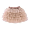 thumbnail image 1 of Girls Layered Tutus Skirt, Ruffle Tiered Tulles Party Dance Skirt for Tenn Girls, Summer New Mesh Elastic Waisted Princess Skirt Baby Skirts for Girls Khaki 3-4Y, 1 of 6