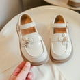 thumbnail image 1 of Girls Leather Loafers Slip On Flat Soft Sole British Style Solid Color Flower Buckle Casual School Shoes, 1 of 6