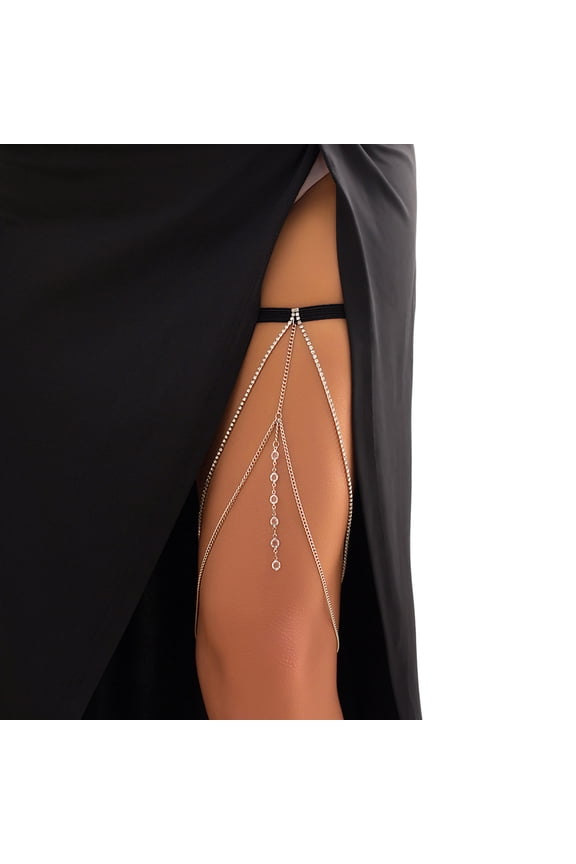 Delicate Leg Chain Garter Multiple Type Rhinestone Thigh Chain Elastic Body Chain Jewelry Nightclub Party for Woman