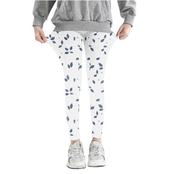 Girls Legging Size 6 High Waist Fashion Printed Skinny Stretchy Comfort Pants Cotton Lightweight Yoga Fall Toddler Outfits, Blue, 6 Years