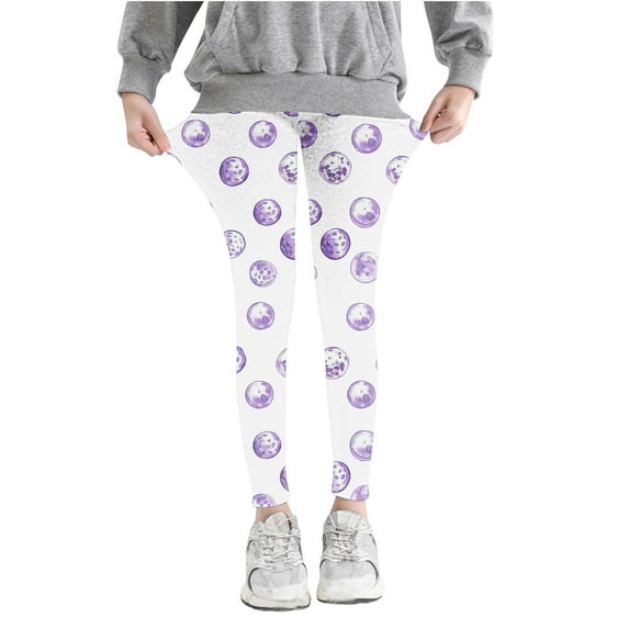 Girls Legging Size 6 High Waist Fashion Printed Skinny Stretchy Comfort Pants Cotton Lightweight Yoga Fall Toddler Outfits, Purple, 6 Years