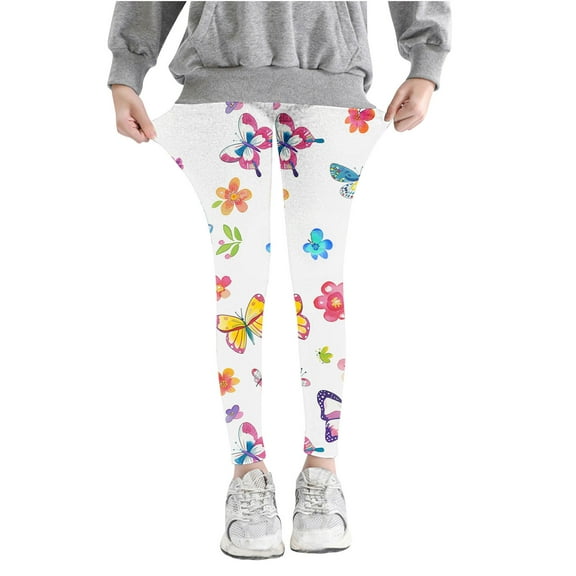 Girls Legging Size 6 High Waist Floral Skinny Stretchy Comfort Pants Cotton Lightweight Yoga Fall Toddler Outfits, Multicolor, 4 Years