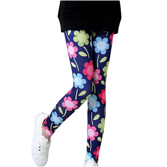 Girls Leggings 10-12 Comfort Stretch Casual Floral Pants Slimming Trendy Soft Fall Winter Tights Kids Clothing, Multicolor, 6 Years