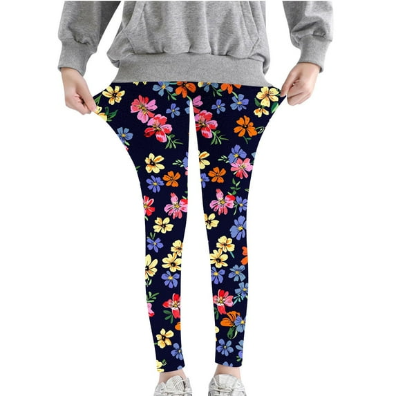 Girls Leggings 3-8T Casual Fall Stretch Cotton Jeggings Floral/Hearts Printed Tights Full Length Slim Fit Pant (6-7T, Multicolor O)