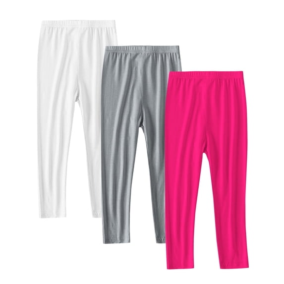 Girls Leggings 3 Pack Soft Full Length Basic Leggings Stretchy Footless Tight Pants Yoga Dance Pants for Kids