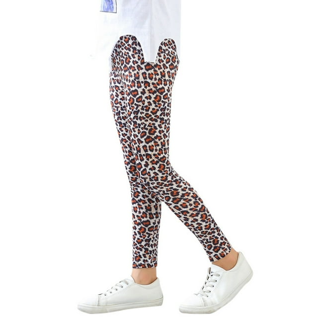 Girls Leggings Ankle Length Cartoon Leopard Print Tights Athletic ...