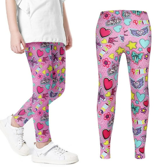 Girls Leggings Cartoon Basic Stretch Legging Toddler Kids Footless Tights Pants 4-12 Years