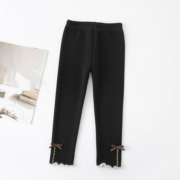 Girls Leggings Cotton Full Length Leggings Soft Comfortable Footless Leggings Stretchy Tights Pants Black 7-8 Years