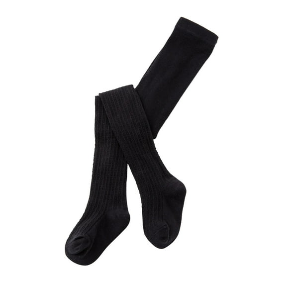 Girls Leggings Cotton Knit Cozy Fit Kids Pantihose Full Length Toddler Stocking Child Warm Pants(M 2-4 Years,Black)