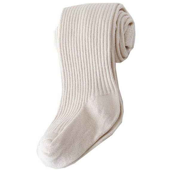 Girls Leggings Cotton Knit Soft Cozy Fit Soild Color Print Kids Pantyhose(L 3-4 Years,Beige)