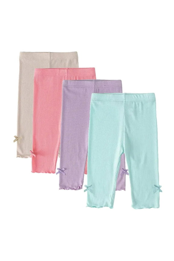 Girls Leggings Cropped Leggings 4 Pack of Legging Toddler Footless Girls Pants Stretchy Basic Leggings 2-10Y