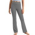 thumbnail image 1 of Girls Leggings Fashion Cute Sweet Elasticity Straight High Waisted Flare Trousers Solid Color Full Length Breathable Long Pant Gray 8 Years, 1 of 9
