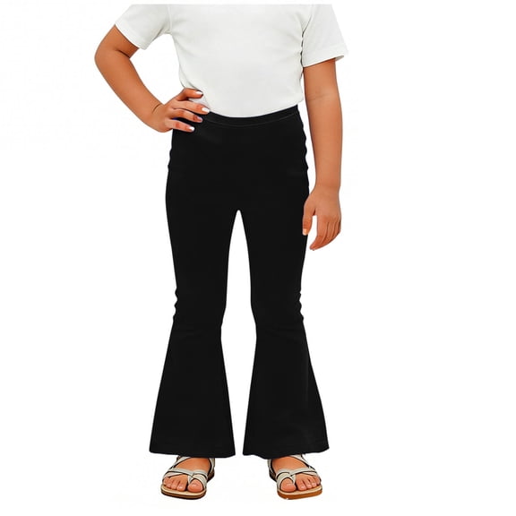 Girls Leggings Fashion Elastic Waisted Casual Yoga Pants Sports Flare Legging with Pockets Size 4-15