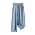 thumbnail image 1 of Girls' Leggings Full Length Comfy Pants Trousers Toddler Kids Baby Girls Fashion Cute Sweet Ice Silk Wide Leg Pants Trousers Pants Leggings Light Blue 8-9years, 1 of 4