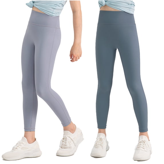 Girls Leggings High Waisted Soft Comfy Elastic Girls Yoga Pants Dance Studio Gym for Kids 5-12Y
