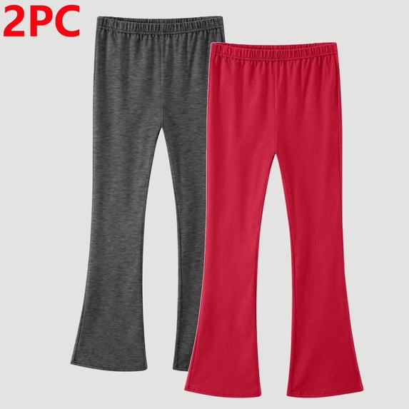 Girls Leggings New 2 Pack Girls Flare Leggings High Waist Lightweight Pants Kids Cotton Casual Clothes for Teen Girl White 12 Years