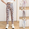 thumbnail image 1 of Girls Leggings Size 5-6Y Summer Thin Long Pants with Leopard Print Silk Patterns Stretchy Slim Comfortable Casual Kids Trousers, 1 of 7