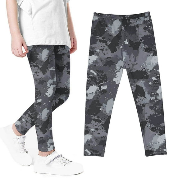 Girls Leggings Size 7-8 Fleece Lined Thin Tie Dye Pants Stretch Leggings Athletic Pants Camouflage Printed Pants Tights Sweatpants Cute Sports Pants Gray 6 Years